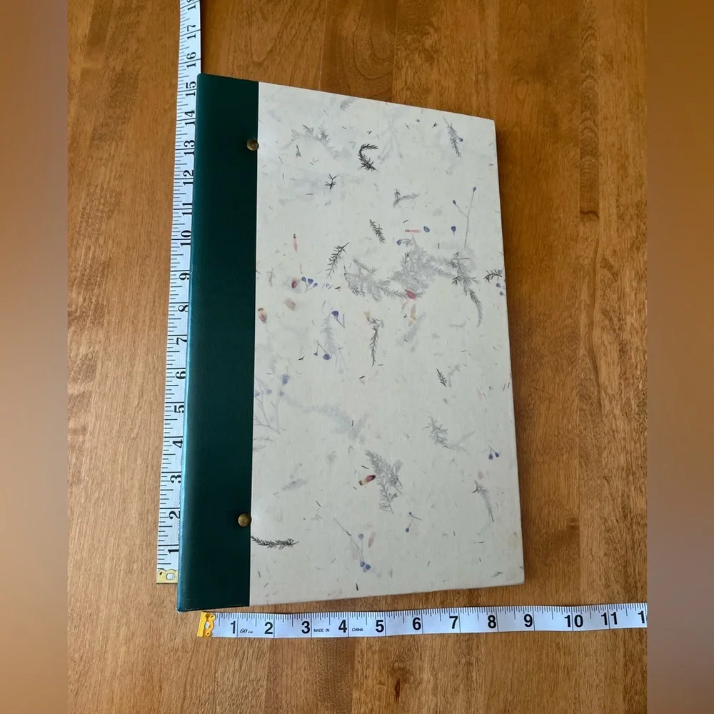 Floral Patterned 3 Ring Photo Album with Green Spine